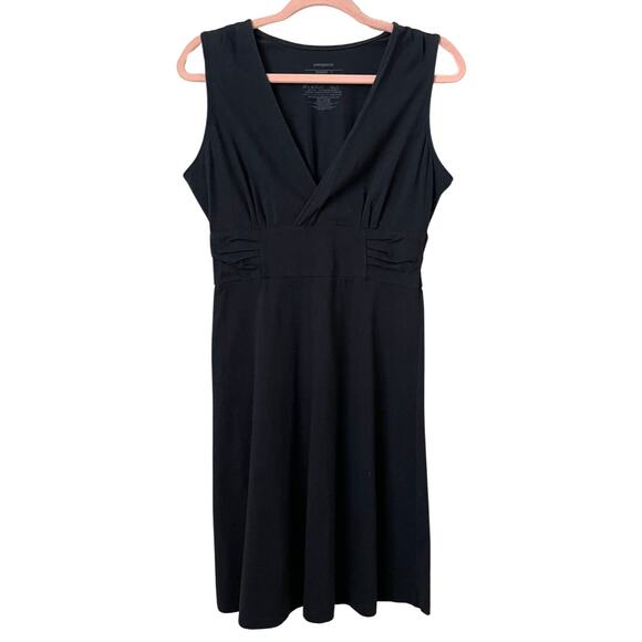 Patagonia Dress Womens Small Black Mini Tank Sleeveless Ruched Knit Stretchy - Picture 1 of 10